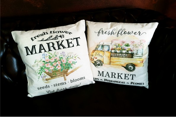 housses de coussins marché, florales, été, jardins, printemps