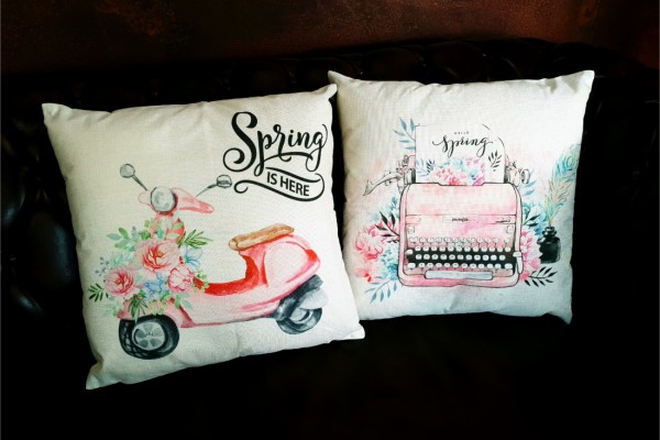 housses de coussins printemps, florales, été, jardins, printemps