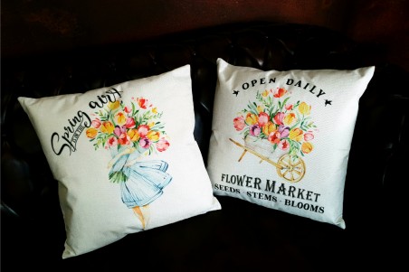 housses de coussins tulipes, florales, été, jardins, printemps