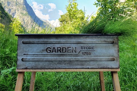 Jardinière Garden en métal & bois support pot de fleurs  porte plante jardin shabby chic déco vintage style indus