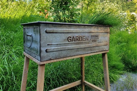 Jardinière Garden en métal & bois support pot de fleurs  porte plante jardin shabby chic déco vintage style indus