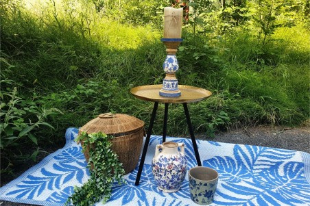 Bougeoir fleurs bleues pour décoration shabby chic déco jardin et salon de jardin