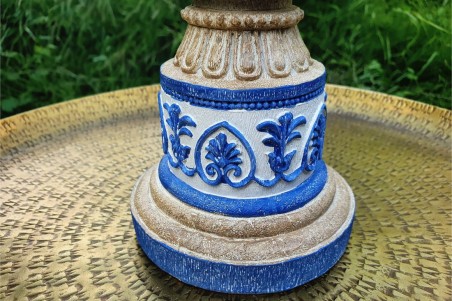 Bougeoir fleurs bleues pour décoration shabby chic déco jardin et salon de jardin