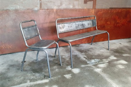 chaise métal acier brut vernis ou thermolaqué, déco écolier, design industriel, style vintage