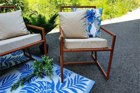 Coussin fleur bleue extérieur déperlant pour le jardin