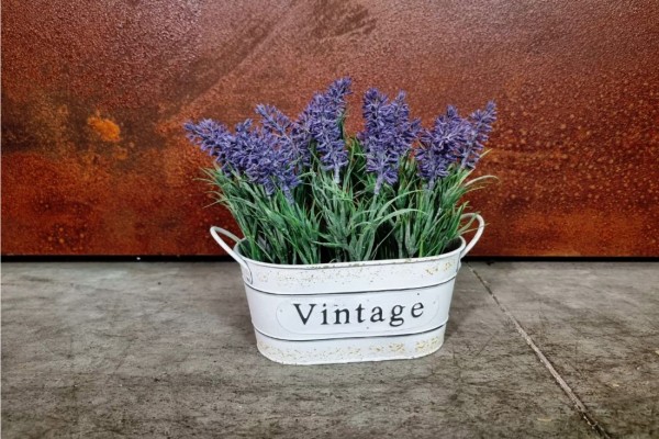 pot de fleurs style jardinière vieilli lavandes pot vintage floral couleur lilas