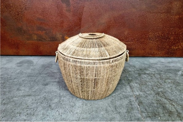 Corbeille jute pour décoration exotique, corbeille, rangement magazines, coussins, cache pot pour plante ou fleurs déco vintage