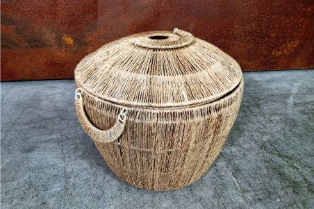 Corbeille jute pour décoration exotique, corbeille, rangement magazines, coussins, cache pot pour plante ou fleurs déco vintage