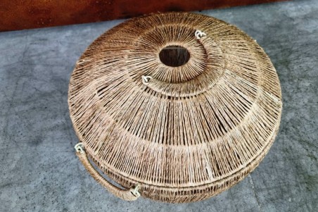 Corbeille jute pour décoration exotique, corbeille, rangement magazines, coussins, cache pot pour plante ou fleurs déco vintage