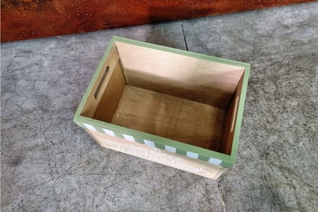 Caisse garden tools outils de jardin avec ardoise couleur bois avec fanion vert et blanc