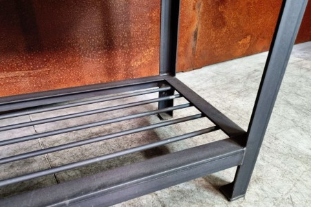 meuble d'entrée en acier, vestiaire, bar, restaurant, salle de sport, metal, style industriel, porte manteau, range chaussures