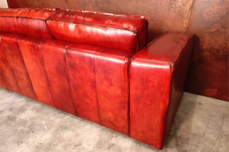 Canapé cuir cognac sombre design loft style industriel déco indus confort moelleux