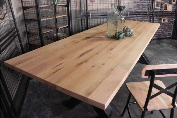Table d'angle en bois massif 180 x 90 cm avec plateau en bois massif de Table d'angle en bois massif 180 x 90 cm avec plateau en bois massif de