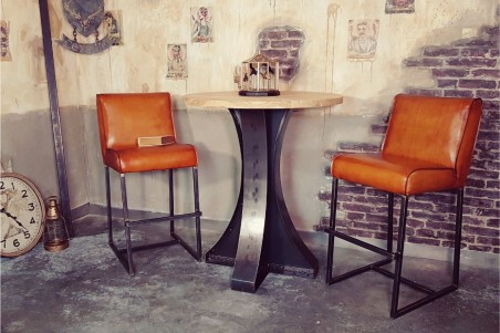 Table haute métal et bois style industriel déco vintage design loft