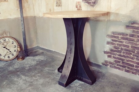 Table haute métal et bois style industriel déco vintage design loft