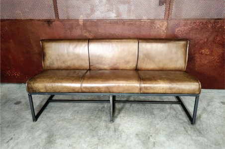 Moïta - Banquette contemporaine en cuir et métal - triple confort -