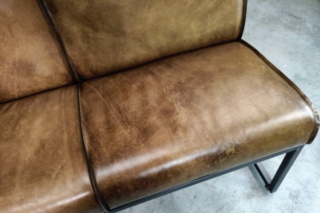 Moïta - Banquette contemporaine en cuir et métal - triple confort -