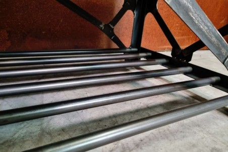 Table basse métal et bois, style industriel, décoration loft, design architecture, steampunk