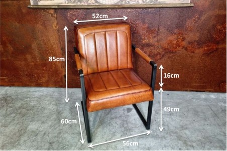 Savilly 1.0 - Chaise vintage - double confort - en cuir - tube carré