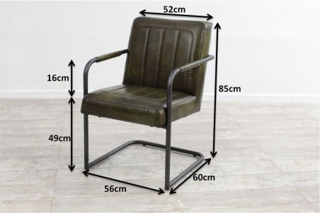 Savilly 2.0 - Chaise vintage - double confort - en cuir - tube rond