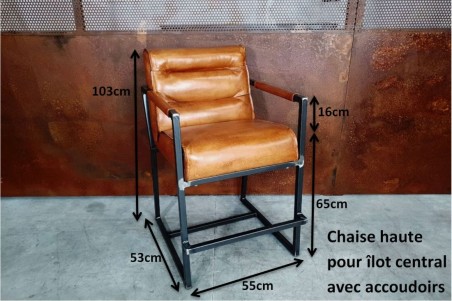 Millery - chaise de bar - Made In France en Cuir et Métal - triple confort