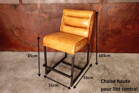 Millery - chaise de bar - Made In France en Cuir et Métal - triple confort