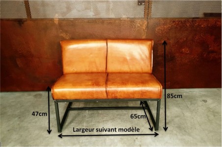 Moïta - Banquette contemporaine en cuir et métal - triple confort -