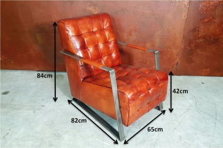 Camélas - Fauteuil haut de gamme en cuir capitonné