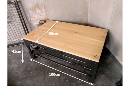 Table basse style Eiffel en Métal et Bois - Labastide