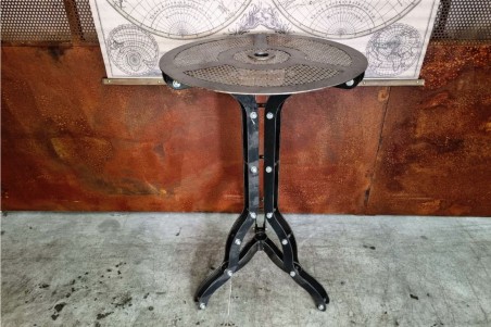 Table haute métal, style industriel, déco vintage, design steampunk, original