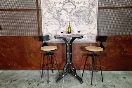 Table haute métal, style industriel, déco vintage, design steampunk, original