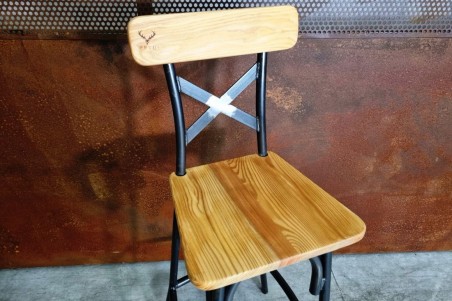 Chaise de bar métal et bois, esprit bistrot, café, style industriel, déco vintage, design steampunk, original