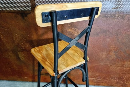 Chaise de bar métal et bois, esprit bistrot, café, style industriel, déco vintage, design steampunk, original