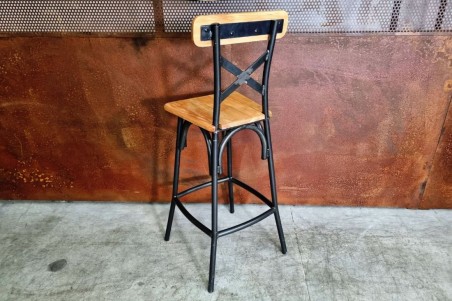 Chaise de bar métal et bois, esprit bistrot, café, style industriel, déco vintage, design steampunk, original