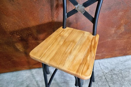 Chaise de bar métal et bois, esprit bistrot, café, style industriel, déco vintage, design steampunk, original