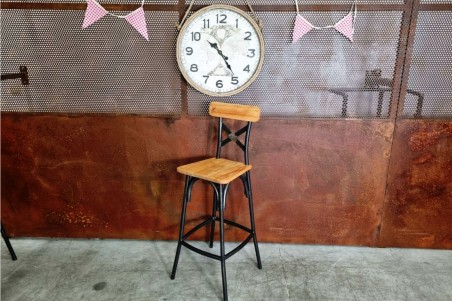 Chaise de bar métal et bois, esprit bistrot, café, style industriel, déco vintage, design steampunk, original