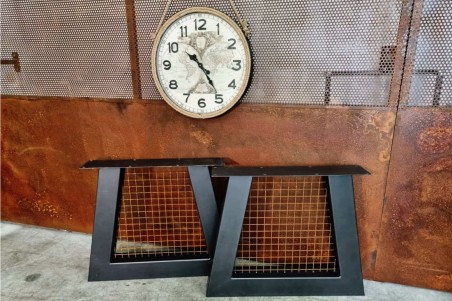 pieds métal et grillage rouillé piétement acier style industriel déco indus loft