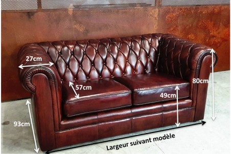 Arthonne - Canapé "Chesterfield" en cuir capitonné