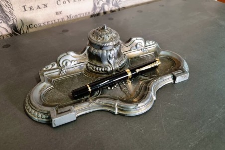 chiner, brocante, encrier, sans stylo, vintage, vieilli, ancien