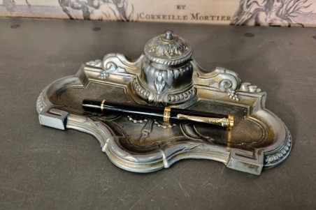 chiner, brocante, encrier, sans stylo, vintage, vieilli, ancien