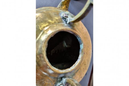 brocante, chiner, vintage, vieilli, ancien, théière laiton grand modèle