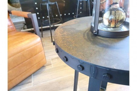 Table basse métal bout de canapé indus déco vintage style atelier design loft