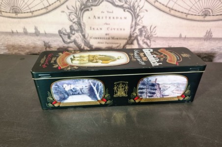 brocante, chiner, vintage, vieilli, ancien, boîte métal, verte,