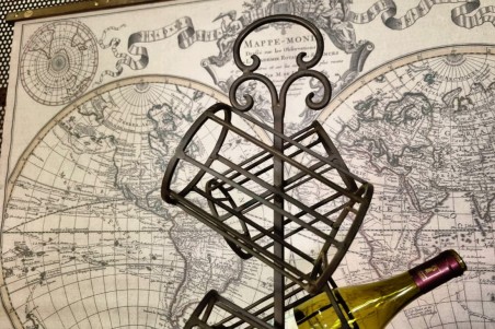 brocante, chiner, vintage, vieilli, ancien, porte bouteille à poser au sol de 6 bouteilles