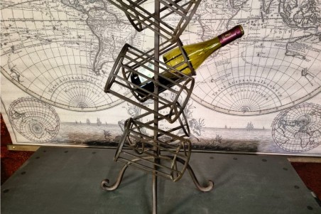 brocante, chiner, vintage, vieilli, ancien, porte bouteille à poser au sol de 6 bouteilles