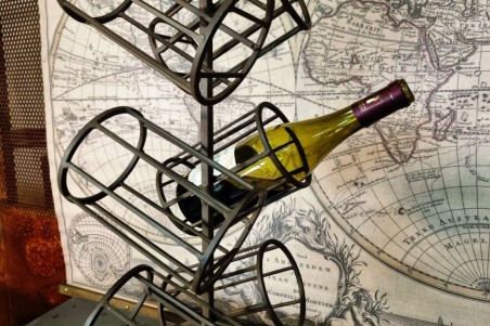 brocante, chiner, vintage, vieilli, ancien, porte bouteille à poser au sol de 6 bouteilles