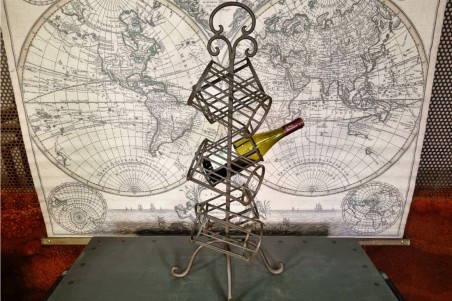 brocante, chiner, vintage, vieilli, ancien, porte bouteille à poser au sol de 6 bouteilles