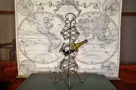 brocante, chiner, vintage, vieilli, ancien, porte bouteille à poser au sol de 6 bouteilles