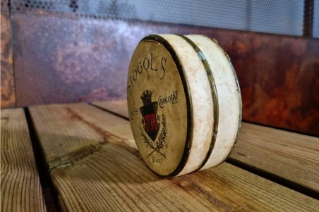 boîte café chocolat, mogols, métal et papier, ancien, vintage, chiner, brocante