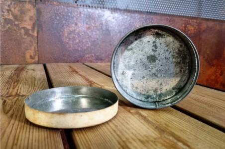 boîte café chocolat, mogols, métal et papier, ancien, vintage, chiner, brocante